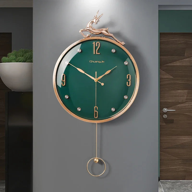 Nordic Auspicious Deer Wall Clock, Brief Design, Living Room Decoration, Kitchen Mute Clocks, Art Wall Watch, Home Decor, New, 1