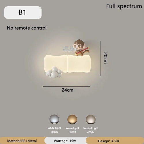 applique murale led singe panda pour enfants - vue 11 sur 23