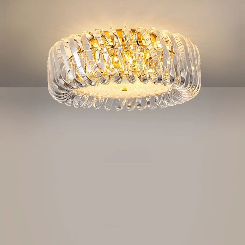 plafonnier moderne en cristal doré à led dimmable élégant et raffiné - vue 3 sur 16