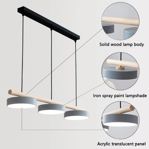 Nordischer Kronleuchter aus Massivholz mit integrierter LED - vue 4 sur 10