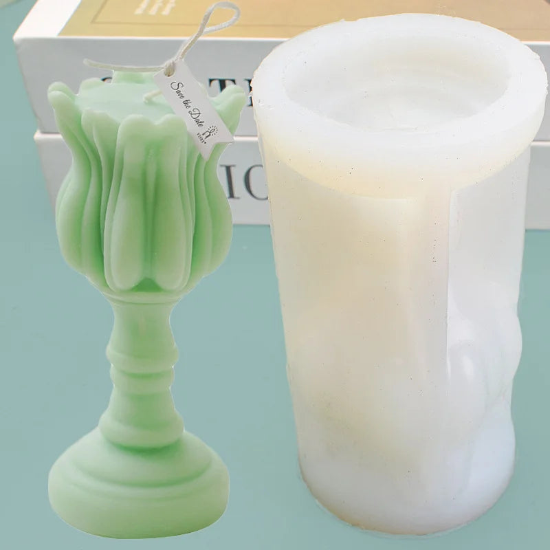 moule en silicone pour bougies diy et chandeliers tulipes créatifs - vue 3 sur 7