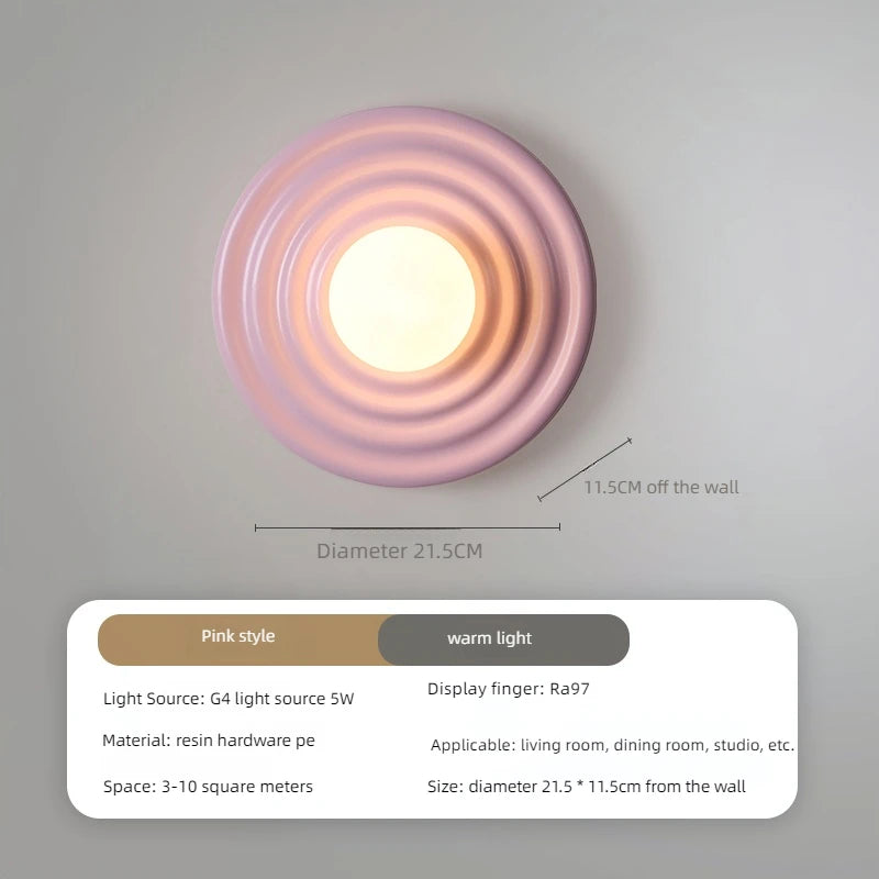 LED-Wandleuchte Retro Rund aus Kunstharz im japanischen Stil