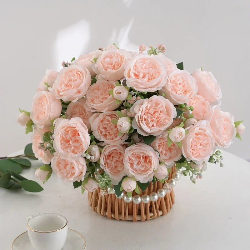 bouquet de pivoines artificielles pour décoration florale intérieure - vue 6 sur 17