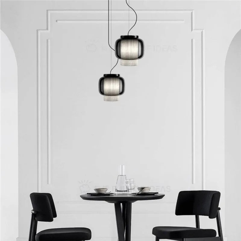 suspension led parshilna rétro en verre design simple - vue 6 sur 10
