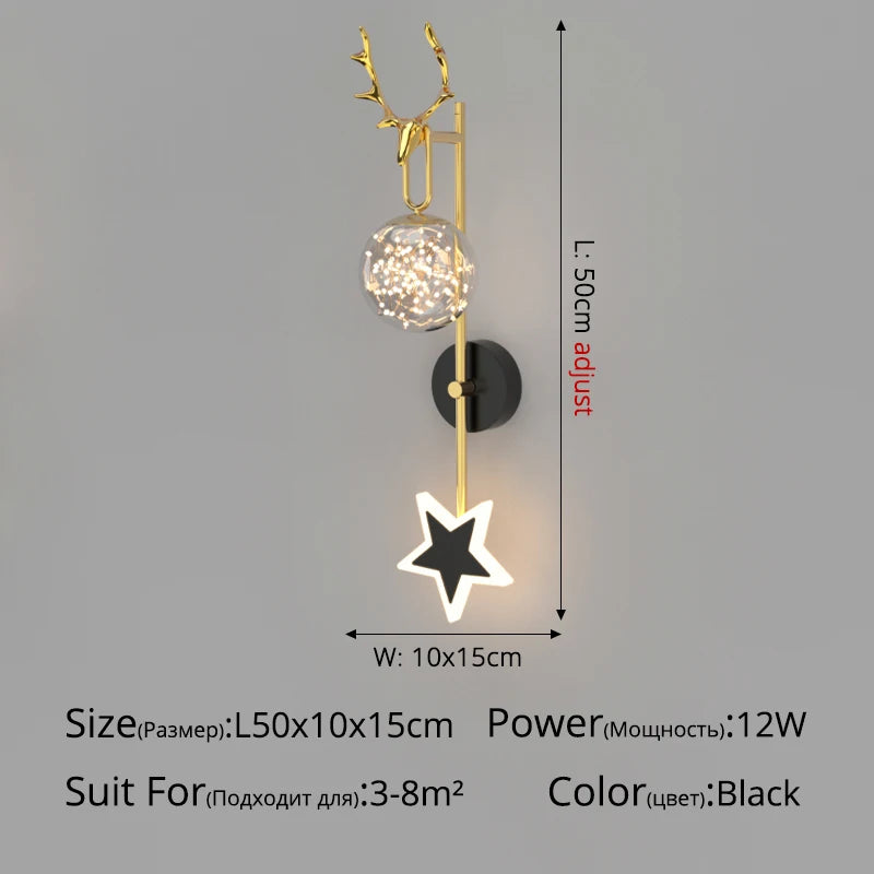 Minimalistische nordische Wandleuchte Luxus Sterne Nachttischlampe