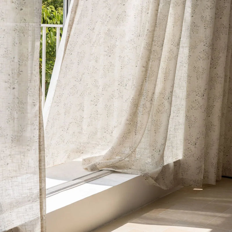 Voilage tulle floral style lin léger pour salon