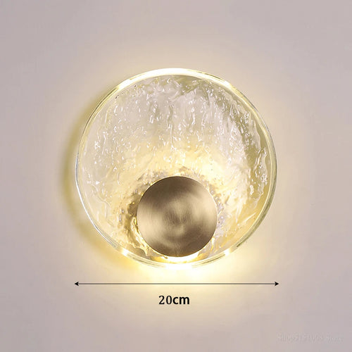 LED-Wandleuchte im nordischen Stil aus Klarglas und Kupfer