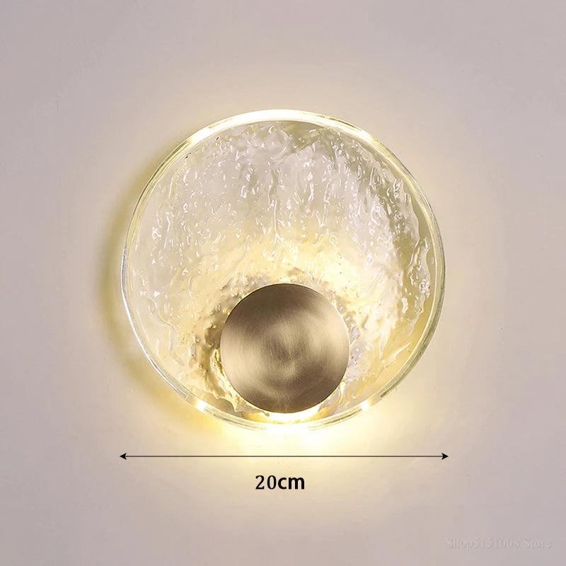 LED-Wandleuchte im nordischen Stil aus Klarglas und Kupfer