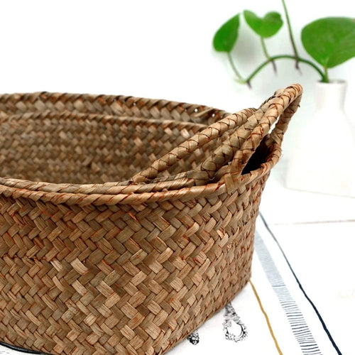 panier de rangement en paille tissé à la main pour divers usages