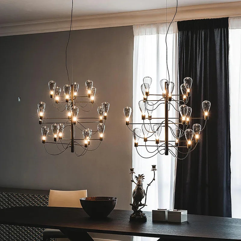SANDYHA Nordique LED Plafond Lustre Italien Suspension Luminaire Décor À La Maison Salle À Manger Salon Intérieur Suspension Éclairage