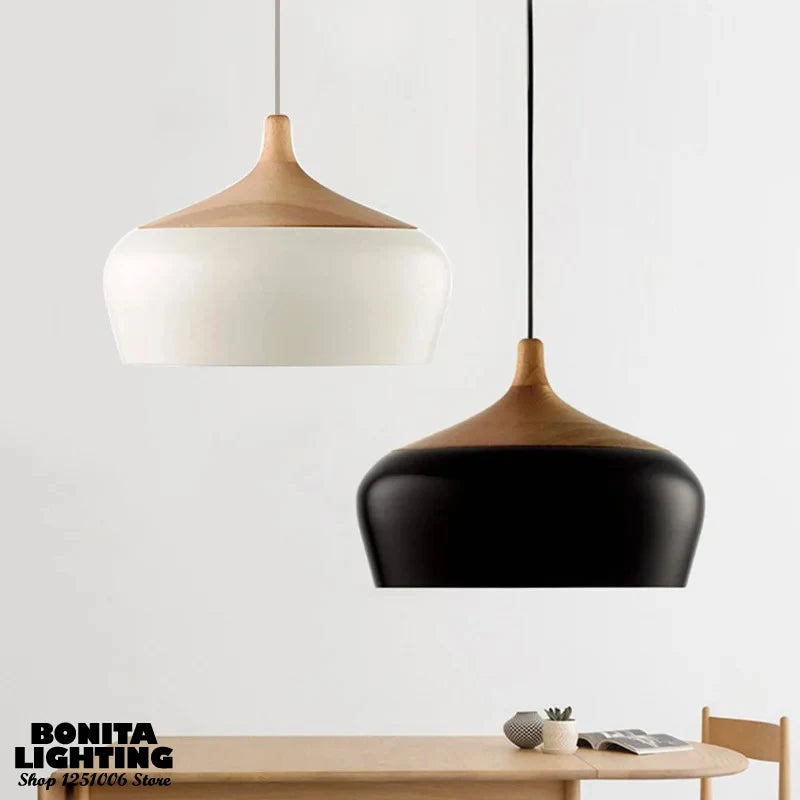 lustre en bois design nordique pour éclairage moderne - vue 2 sur 10