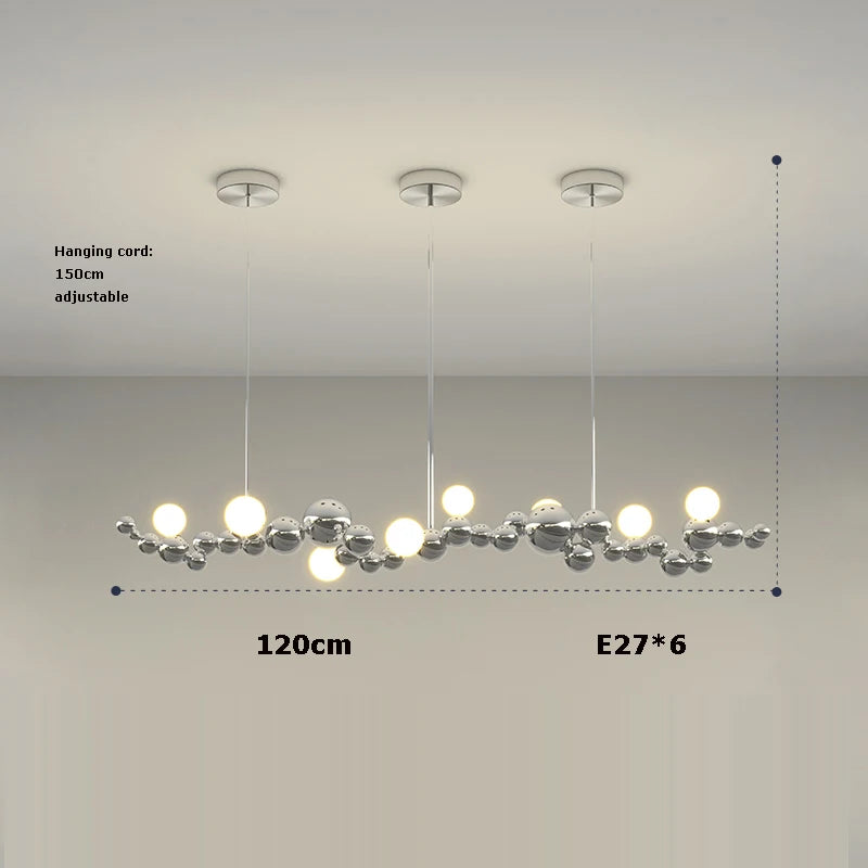 suspension design led art déco en or chromé pour intérieur élégant