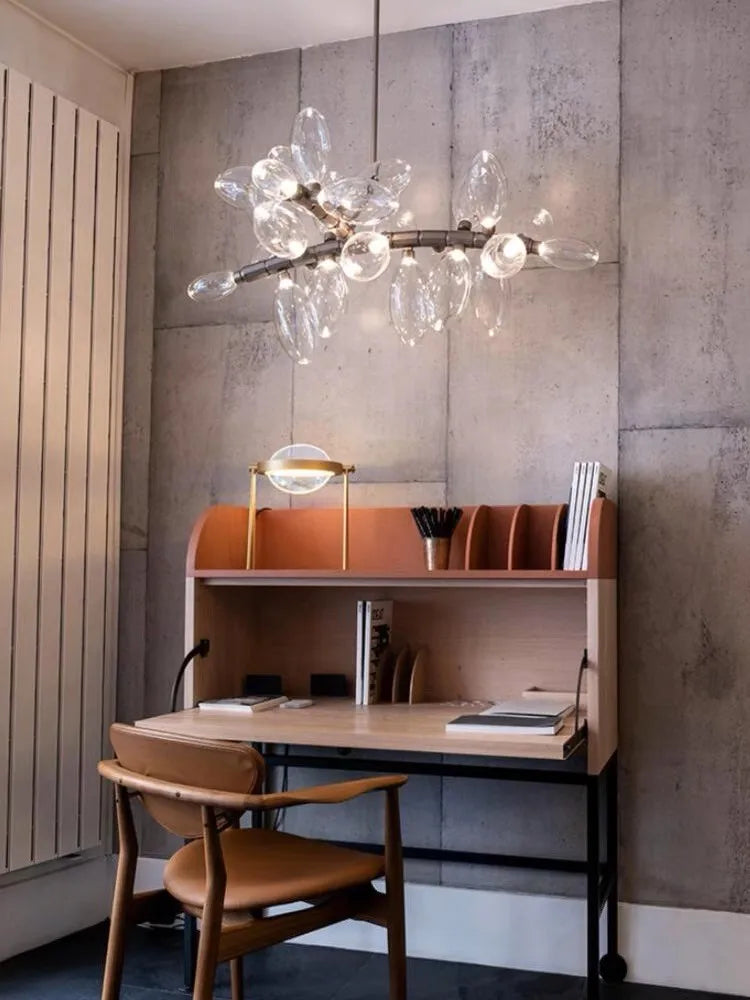 Modern Luxury  White Glass Grape Shaped Duplex Villa Chandelier, Living Room, Dining Room, Hotel Circular Decorative Chandelier - vue 7 sur 15