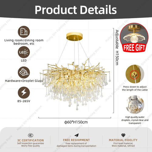 lustre suspendu en cristal design pour intérieur élégant