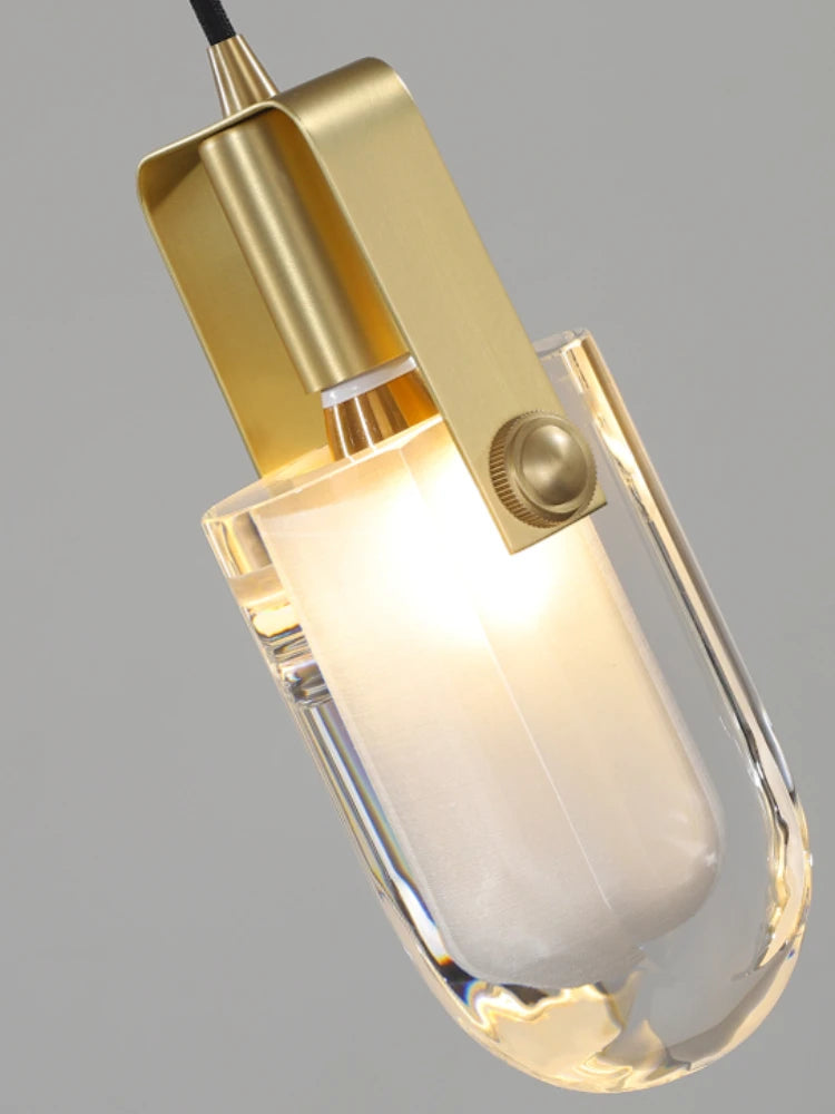 lustre en cristal cuivre design nordique pour intérieur élégant - vue 6 sur 7