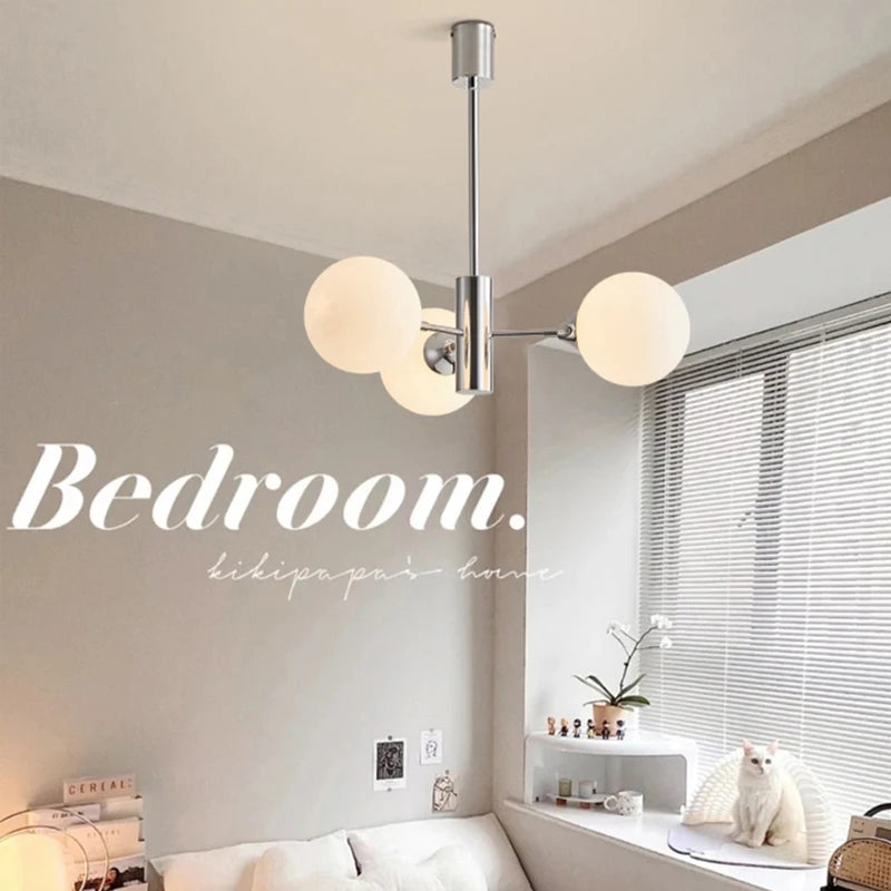 Lustre LED moderne pour chambre à coucher salle à manger lait blanc boule de verre cuisine décor à la maison - vue 4 sur 9
