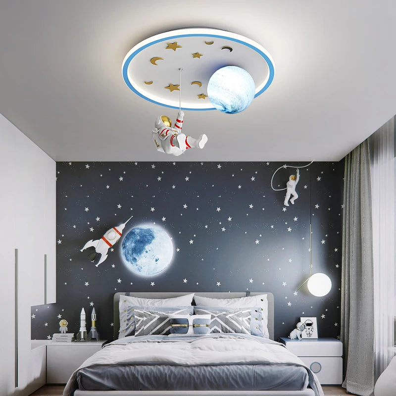 plafonnier led nordique créatif planète astronaute pour enfants - vue 6 sur 12