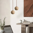 Pendelleuchte aus Holz und Naturstein für Café