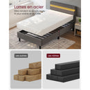 VASAGLE Metal Single Bed, 90 x 190 cm, Bed Frame, with Headboard, LED Lighting, USB and Type-C Port, Modern Style