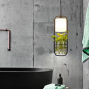 Suspension moderne en cage avec abat-jour en verre et fer