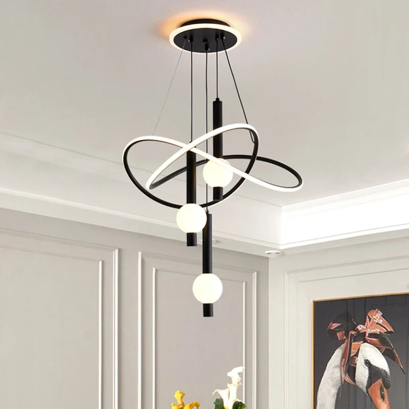 lustre moderne léger avec éclairage led pour intérieur - vue 5 sur 9