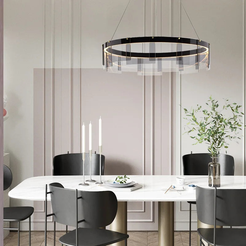 lustre design led en verre stratos pour intérieur - vue 4 sur 7
