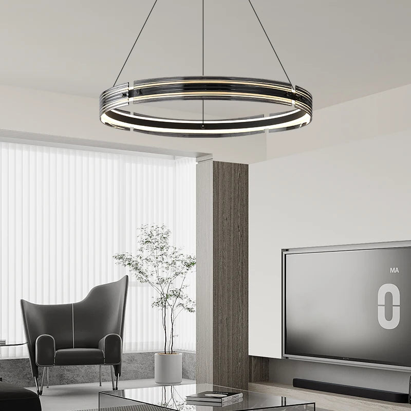 lustre circulaire en verre créatif pour un éclairage design - vue 2 sur 8