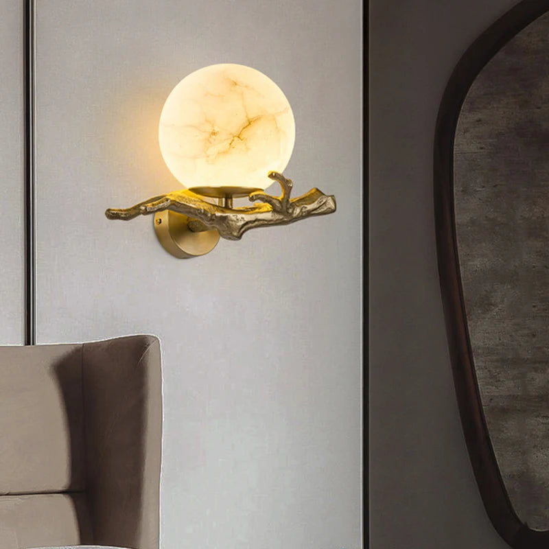 applique murale en cuivre et marbre naturel de luxe - vue 2 sur 7