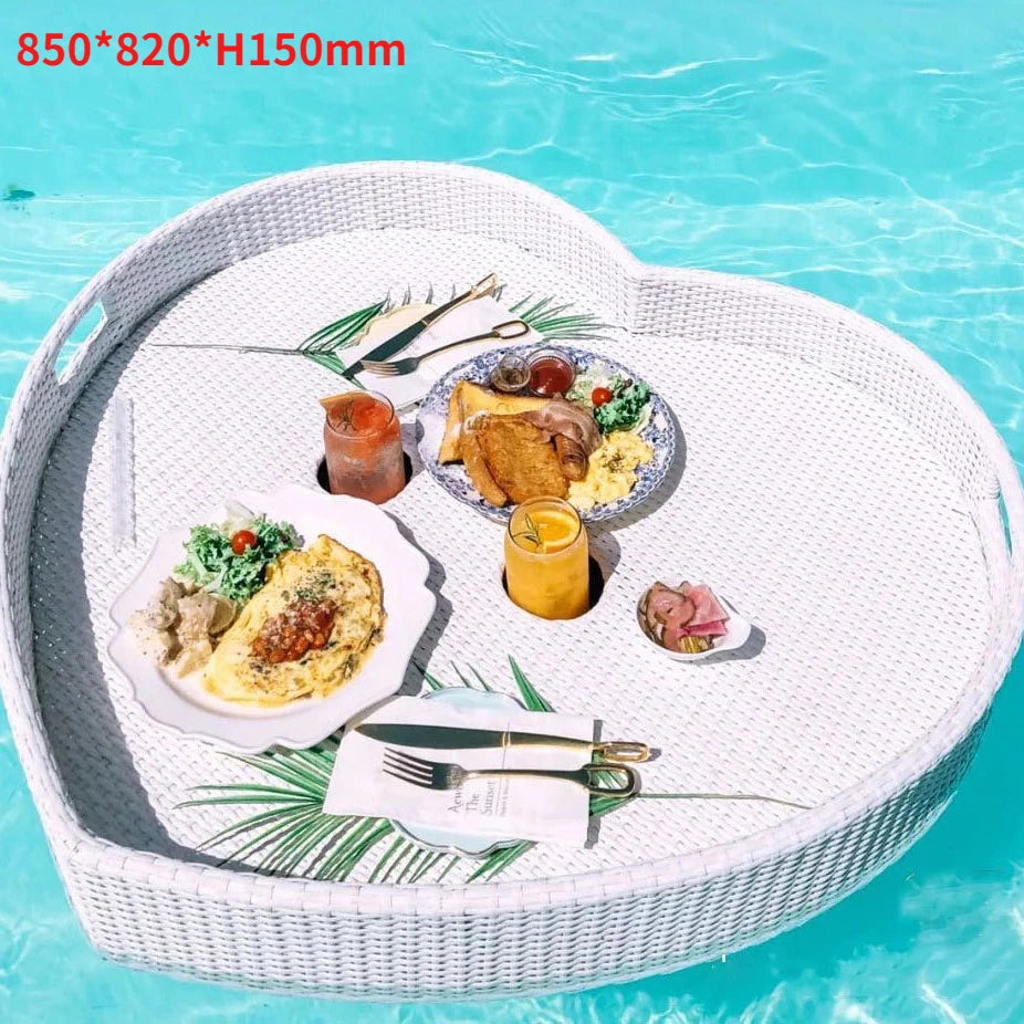 plateau en rotin nordique pour fruits et boissons de piscine - vue 22 sur 22