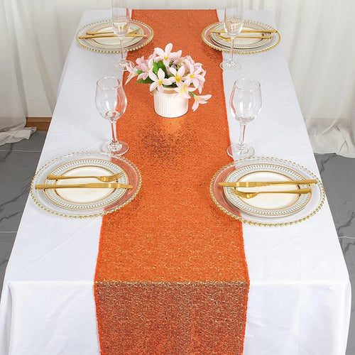 Chemin de table pailleté orange déco fête mariage - vue 3 sur 7