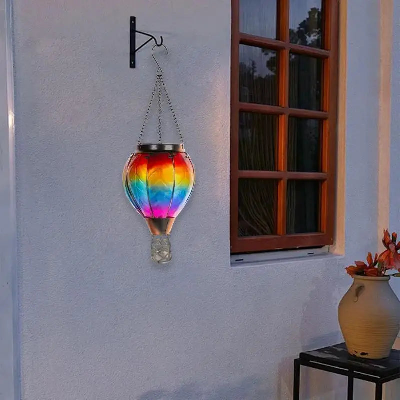 lampe solaire montgolfière led extérieure avec flamme vacillante
