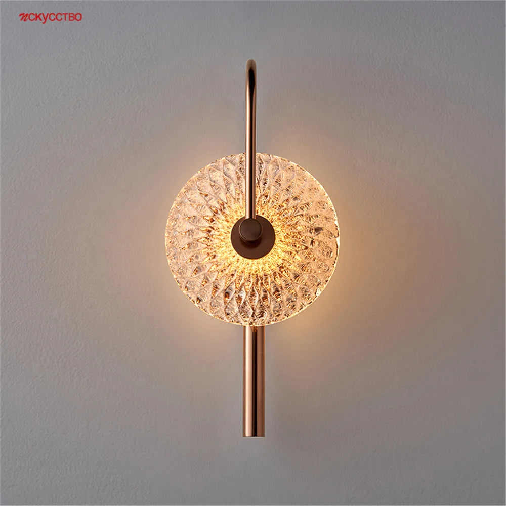 applique murale led ronde en verre de luxe pour éclairage artistique - vue 2 sur 7