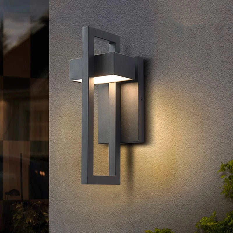 Applique murale extérieure en métal géométrique IP65 étanche - vue 2 sur 8