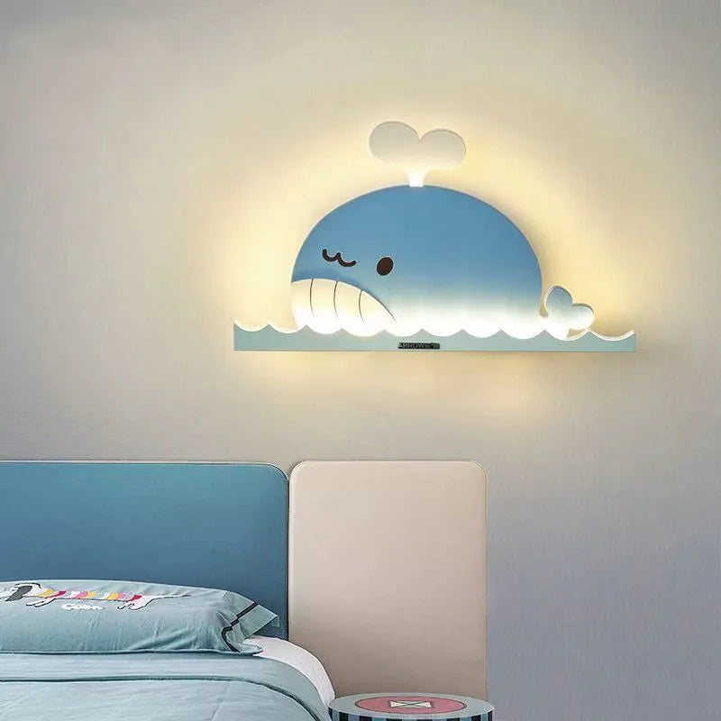 applique murale led dessin animé baleine lapin dinosaure pour enfants - vue 3 sur 8