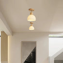 plafonnier nordique en bois et verre rayé design moderne luminaire décoratif
