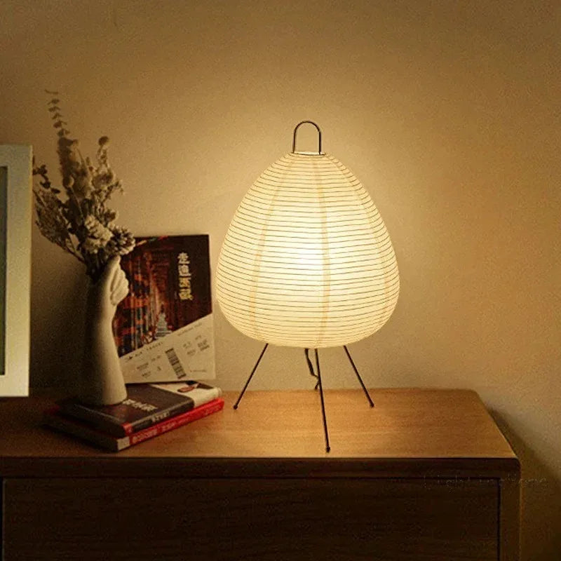 lampe de chevet wabi sabi en papier de riz rétro créative décorative - vue 4 sur 9