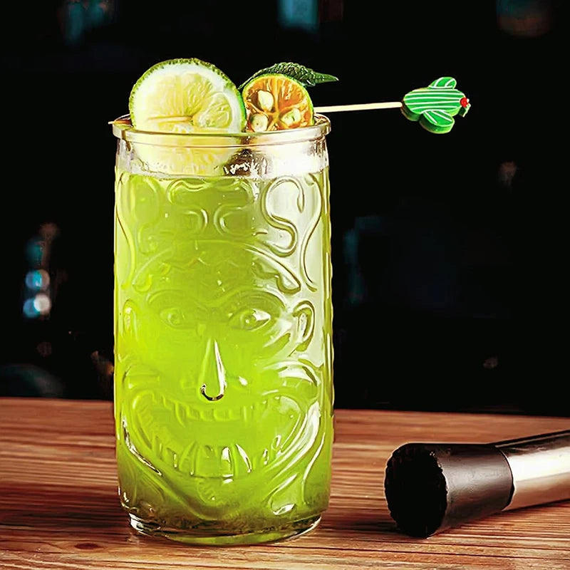 Mug tiki en verre transparent style bar festif