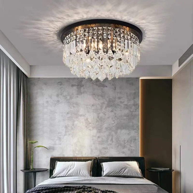 lustre dimmable led en cristal style américain de luxe - vue 5 sur 12