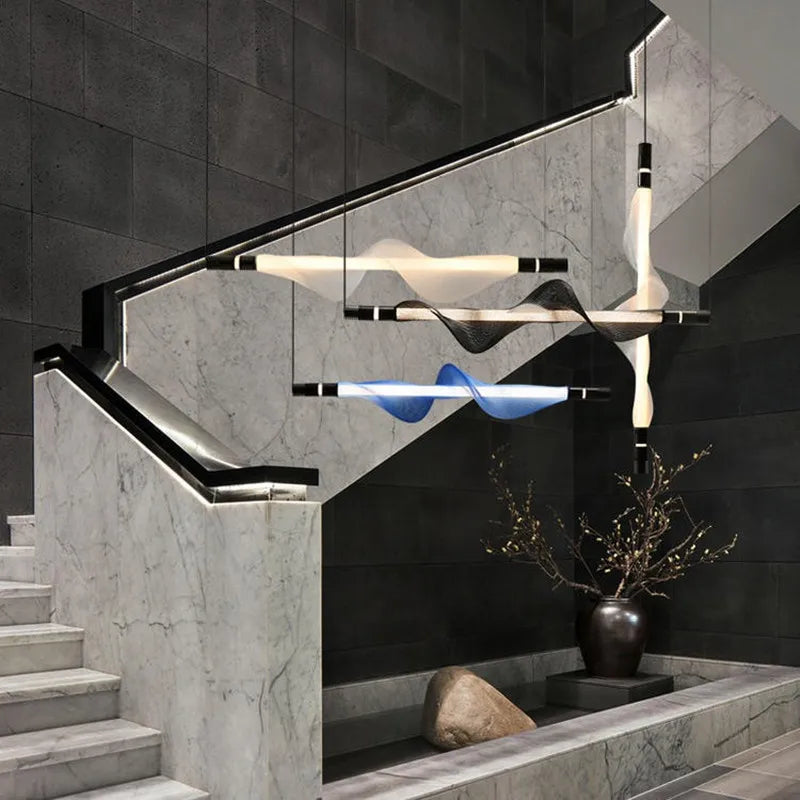 Lustre LED design italien créatif longue bande luminaire - vue 6 sur 18