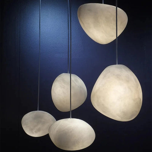 lustre moderne led texture naturelle marbre - vue 7 sur 10