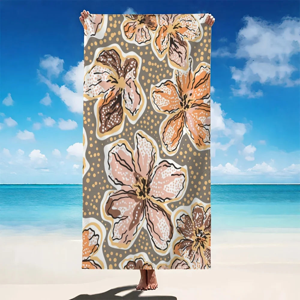 Serviette de plage vintage florale microfibre sechage rapide - vue 5 sur 6