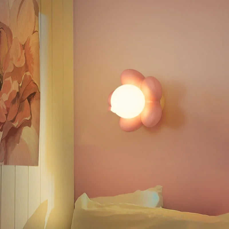 applique murale style nordique lampe à fleurs chaude pour enfants décoration maison - vue 3 sur 8