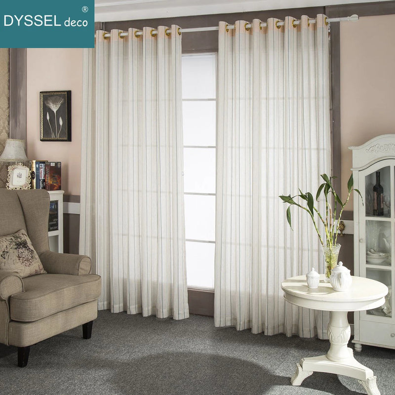 Rideau rayé style européen translucide pour salon chambre
