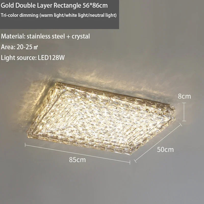 LED-Deckenleuchte Quadrat Kristall Luxus für Innendekoration