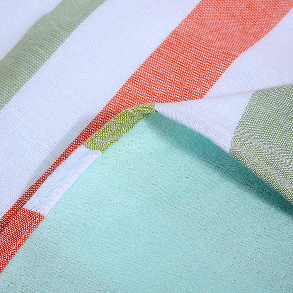 serviette de plage turque coton rayures pompons légère - vue 6 sur 7