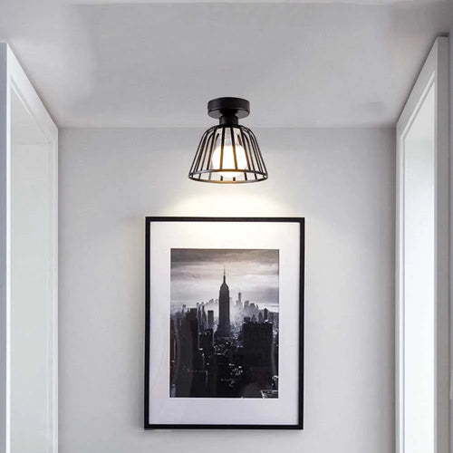 Iron walkway ceiling light minimalist Nordic retro balcony, kitchen light, hallway iron entrance small ceiling light - vue 4 sur 6