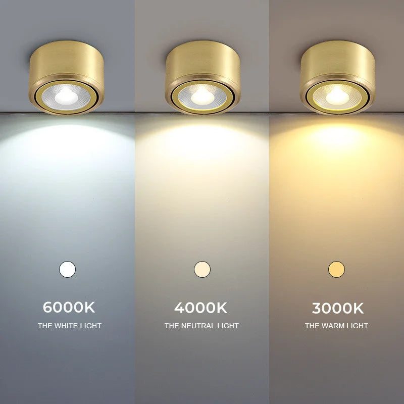 downlight led en cuivre spots réglables cob pour décor maison - vue 5 sur 8