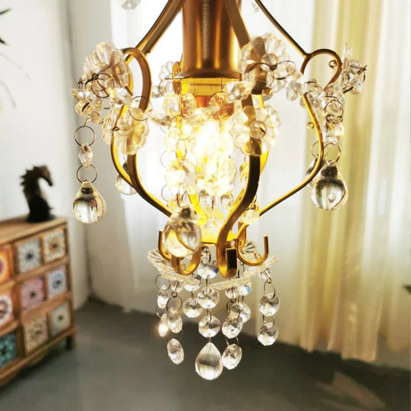 suspension en cristal rétro doré pour décoration intérieure élégante - vue 6 sur 8