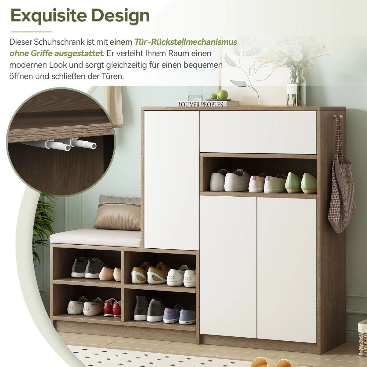 Shoe storage bench & shoe cabinet, multi-functional shoe rack with padded seat, versatile shoe storage