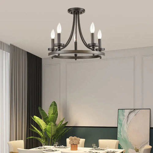 lustre américain en fer avec bougies simple personnalité rétro